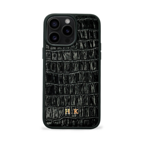 Deri iPhone Kılıf 16 Pro Max Siyah Croco - 3