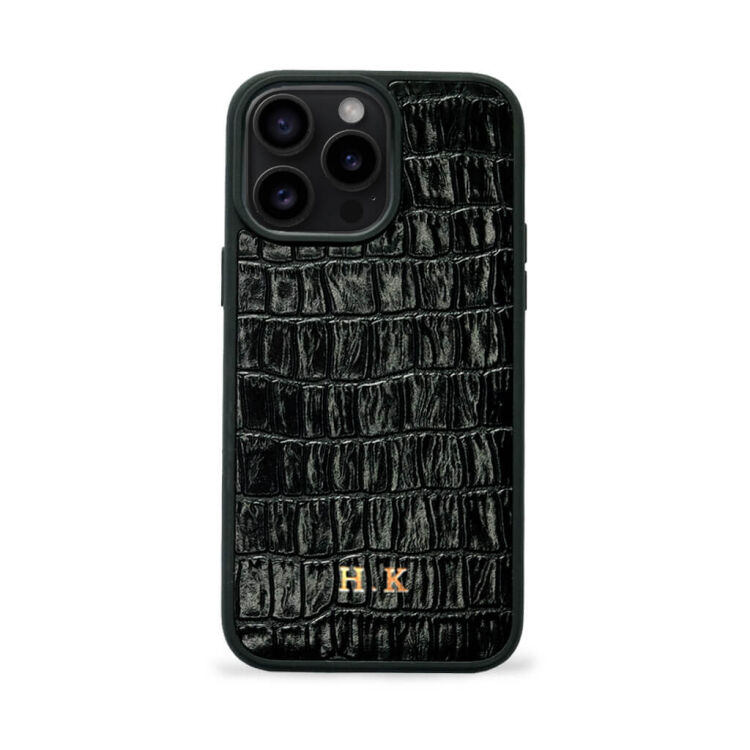 Deri iPhone Kılıf 16 Pro Max Siyah Croco - 3