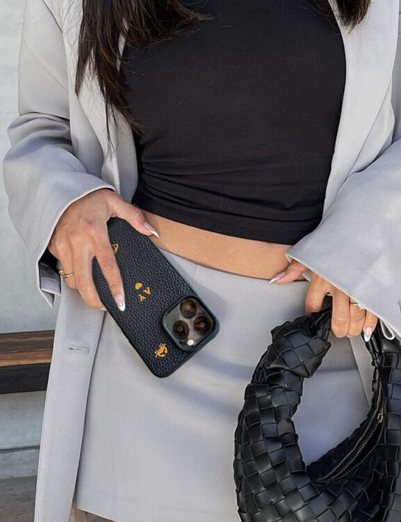 Deri iPhone Kılıf 16 Pro Max Siyah Togo - 2