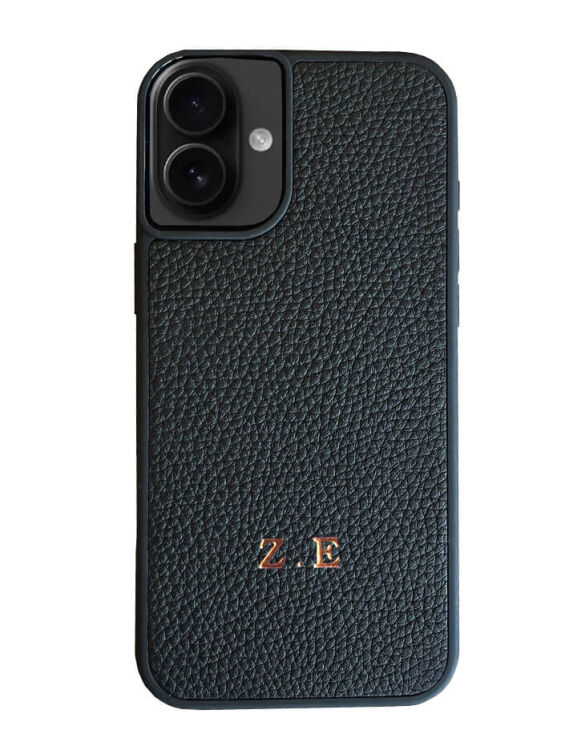 Deri iPhone Kılıf 16 Plus Siyah Togo - 1