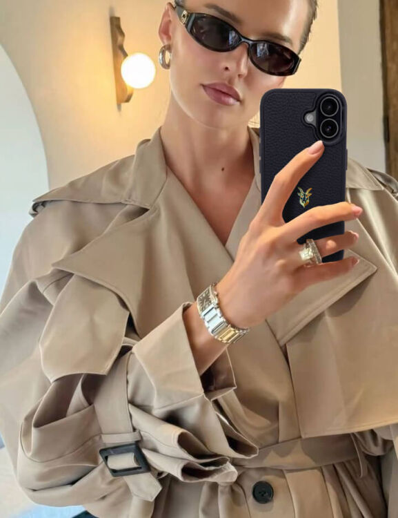 Deri iPhone Kılıf 16 Plus Siyah Togo - 2