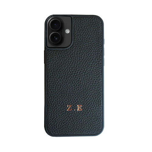 Deri iPhone Kılıf 16 Plus Siyah Togo - 