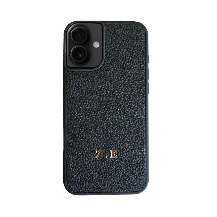 Deri iPhone Kılıf 16 Plus Siyah Togo - 1