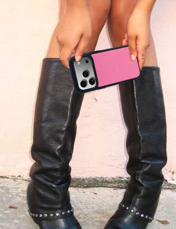 Deri iPhone Kılıf 17 Pro Pembe Togo - 5