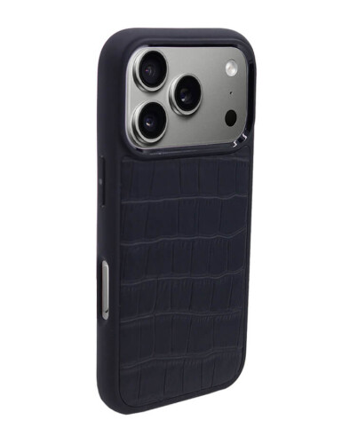 Deri iPhone Kılıf 17 Pro Siyah Croco - 3