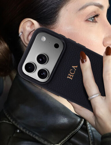 Deri iPhone Kılıf 17 Pro Siyah Togo - (1)