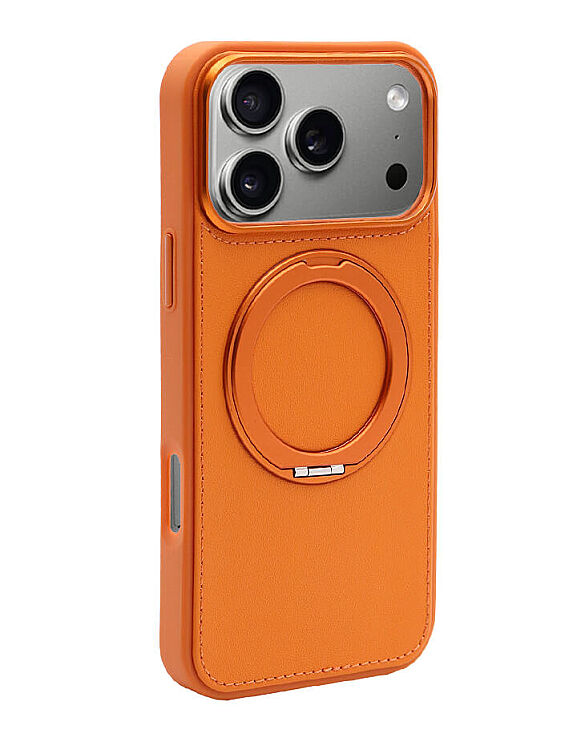 Deri iPhone Kılıf 17 Pro Turuncu  - 3