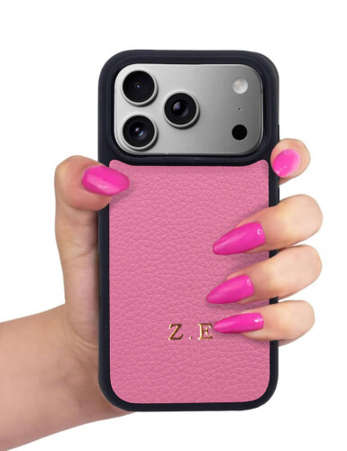 Deri iPhone Kılıf 17 Pro Max Pembe Togo - (1)