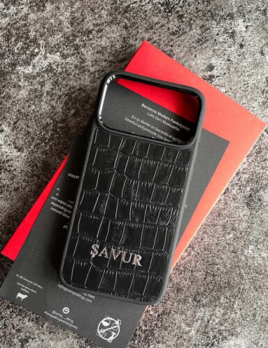 Deri iPhone Kılıf 17 Pro Max Siyah Croco - 8