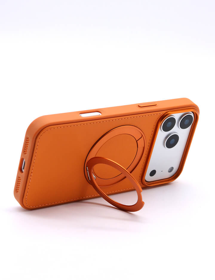 Deri iPhone Kılıf 17 Pro Max Turuncu - 4