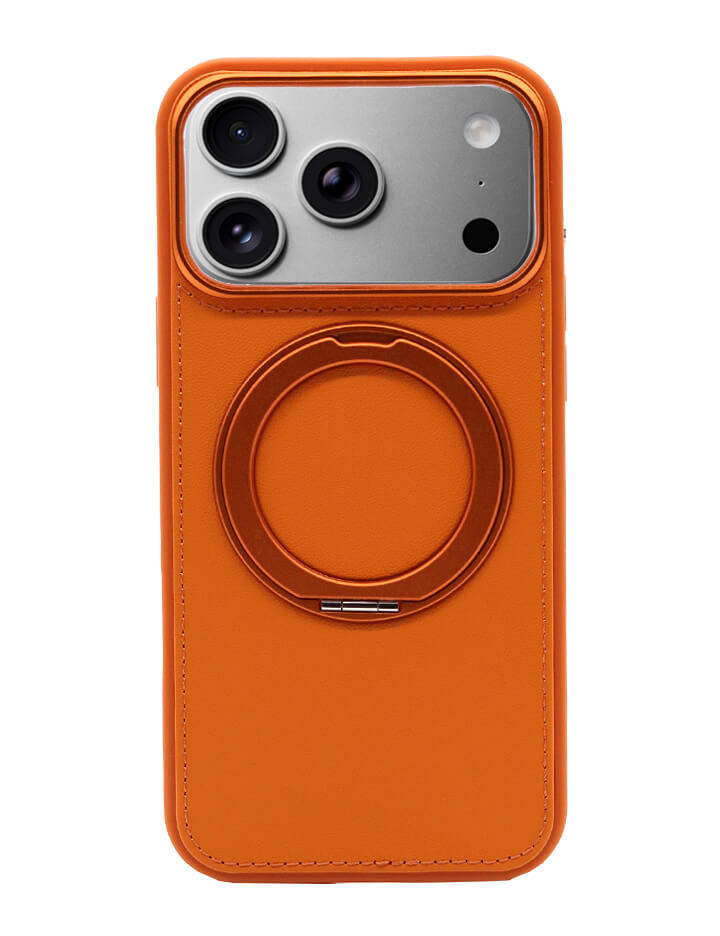 Deri iPhone Kılıf 17 Pro Max Turuncu - 1