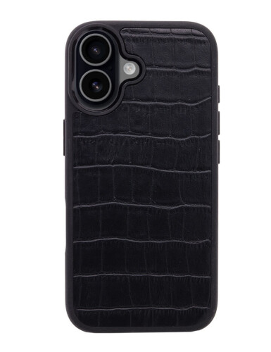 Deri iPhone Kılıf 17 Siyah Croco - 