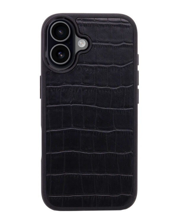 Deri iPhone Kılıf 17 Siyah Croco - 1