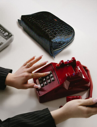 Deri Makyaj ÇantasıI Siyah Croco - 5