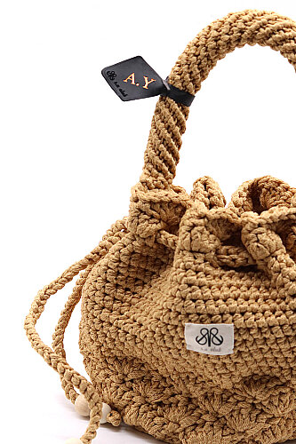 Kroşe örgü camel torba çanta Asenat - 9