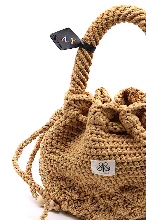 Kroşe örgü camel torba çanta Asenat - 9