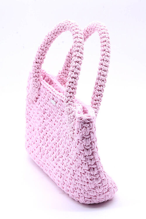 Kroşe örgü pembe çanta Sare  - 4