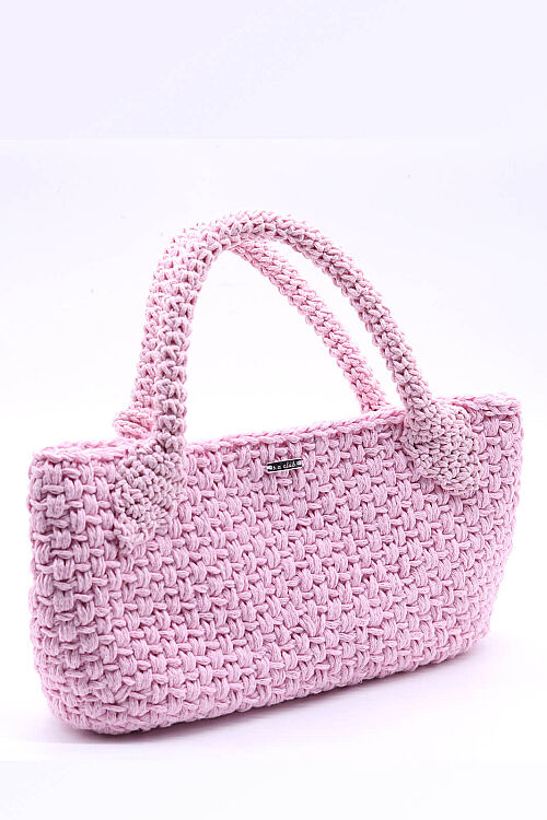 Kroşe örgü pembe çanta Sare  - 5