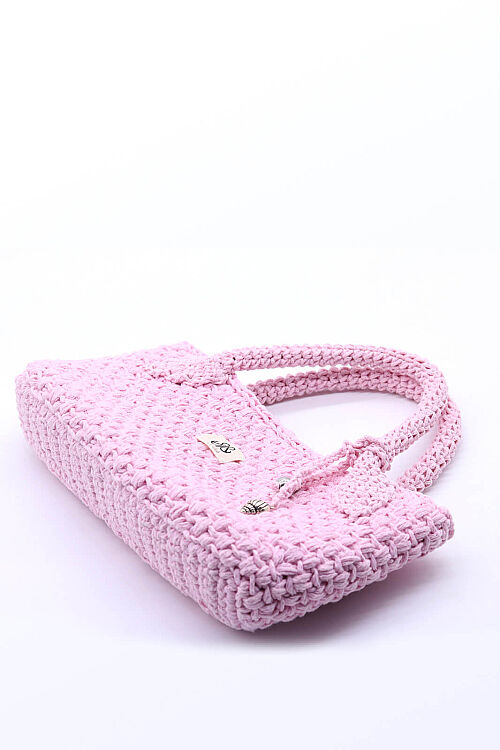 Kroşe örgü pembe çanta Sare  - 6
