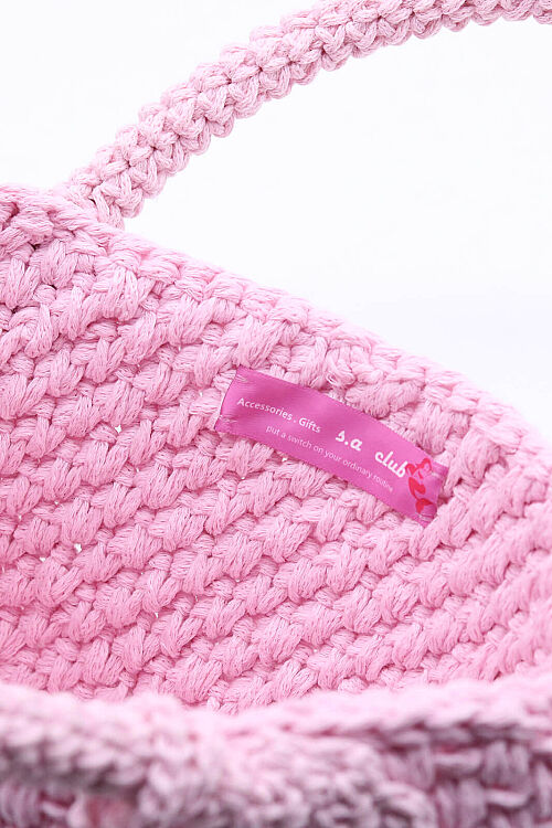 Kroşe örgü pembe çanta Sare  - 7