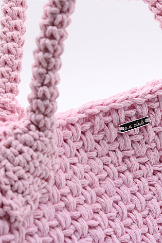 Kroşe örgü pembe çanta Sare  - 8