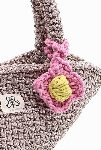 Mini basket örgü el çanta Rina pudra - 5