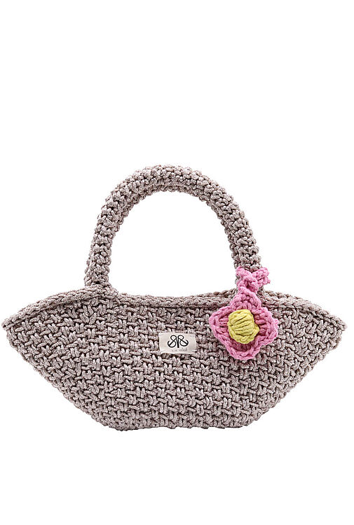 Mini basket örgü el çanta Rina pudra - 1