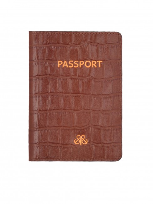 Deri Pasaport Kılıf Taba Croco - 1