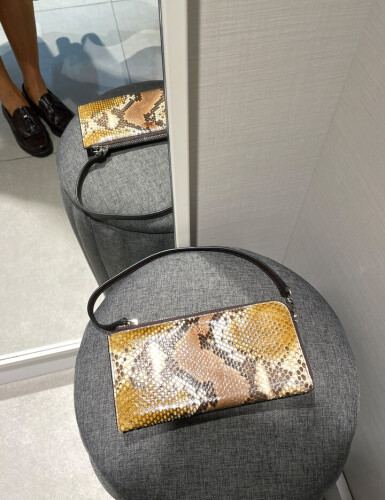 Deri Bayan Çanta Sarı Alacalı Piton - (1)
