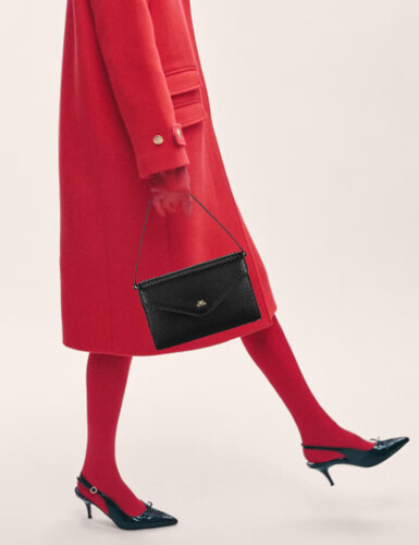 Deri Bayan Zarf Çanta Siyah Piton - (1)